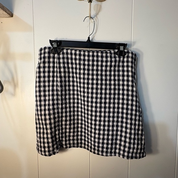 American Eagle Outfitters Navy and White Gingham Plaid Mini Skirt Size Large - Picture 4 of 8